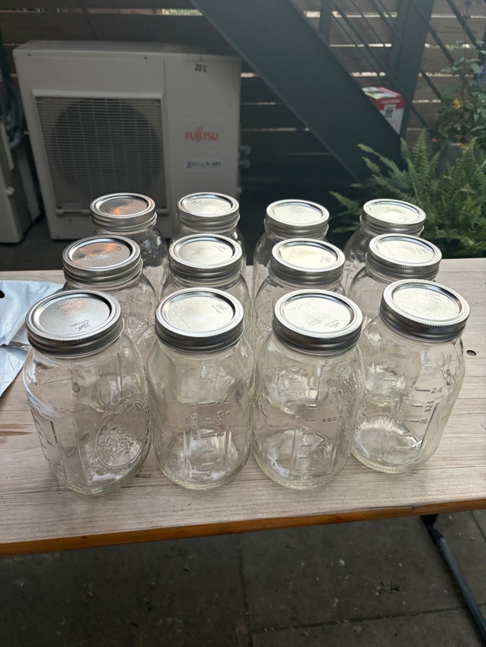 Set of 12 Clear Glass Mason Jars with Silver Lids
